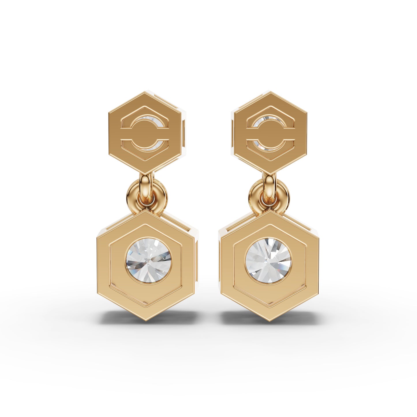 Hexagon Geometric Drop Moissanite Diamond Earrings