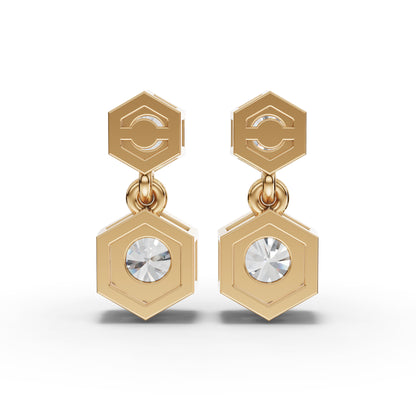 Hexagon Geometric Drop Moissanite Diamond Earrings