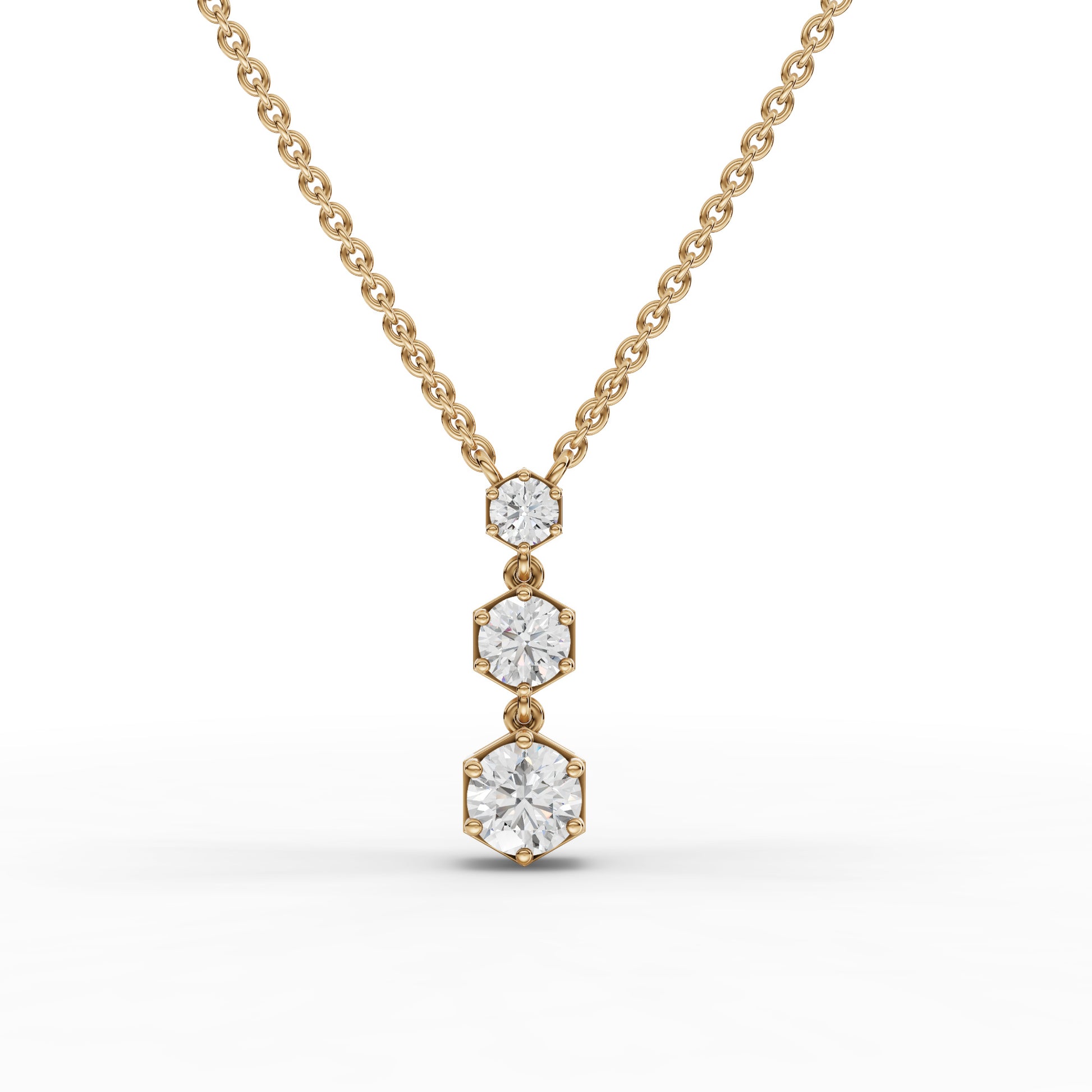 Hexagon Geometric Drop Moissanite Diamond Necklace