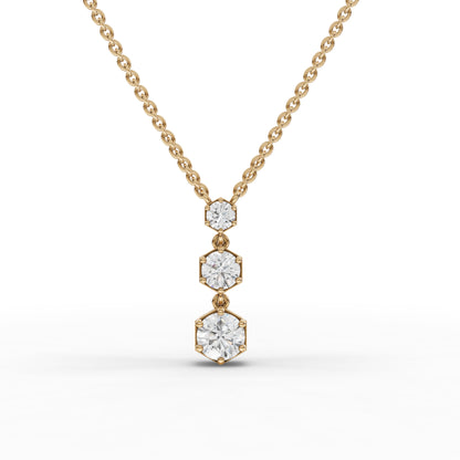 Hexagon Geometric Drop Moissanite Diamond Necklace