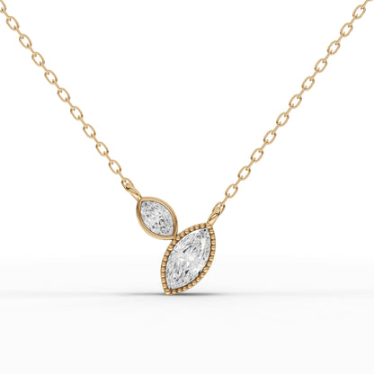 Marquise Two-Stone Bezel Drop Moissanite Diamond Necklace
