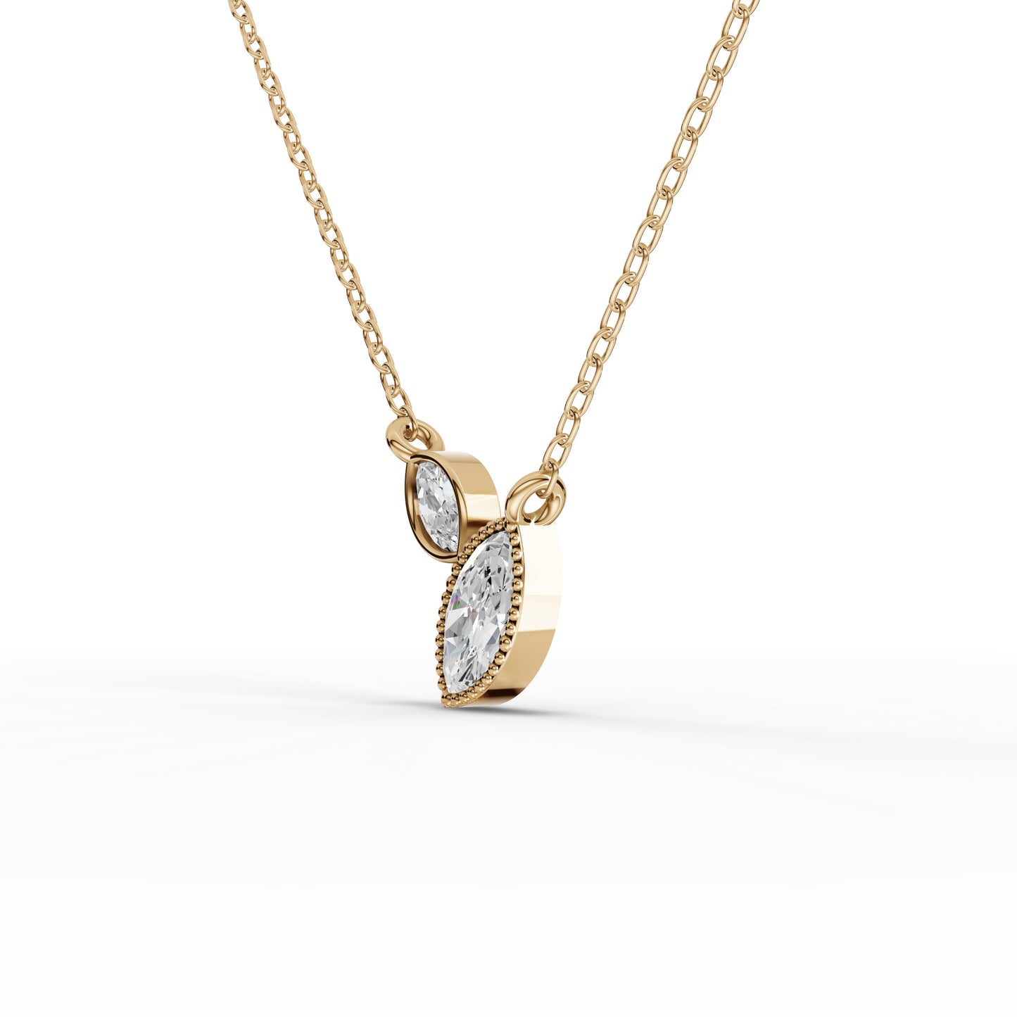 Marquise Two-Stone Bezel Drop Moissanite Diamond Necklace