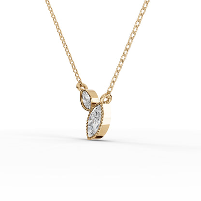 Marquise Two-Stone Bezel Drop Moissanite Diamond Necklace