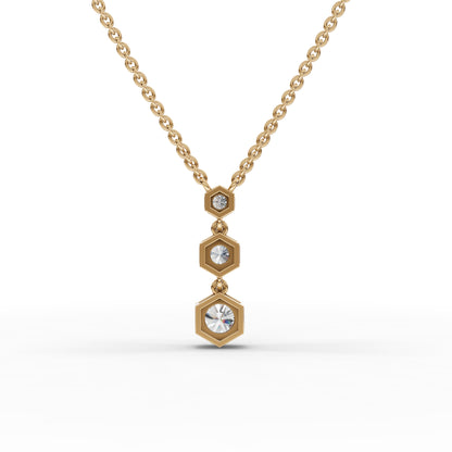 Hexagon Geometric Drop Moissanite Diamond Necklace
