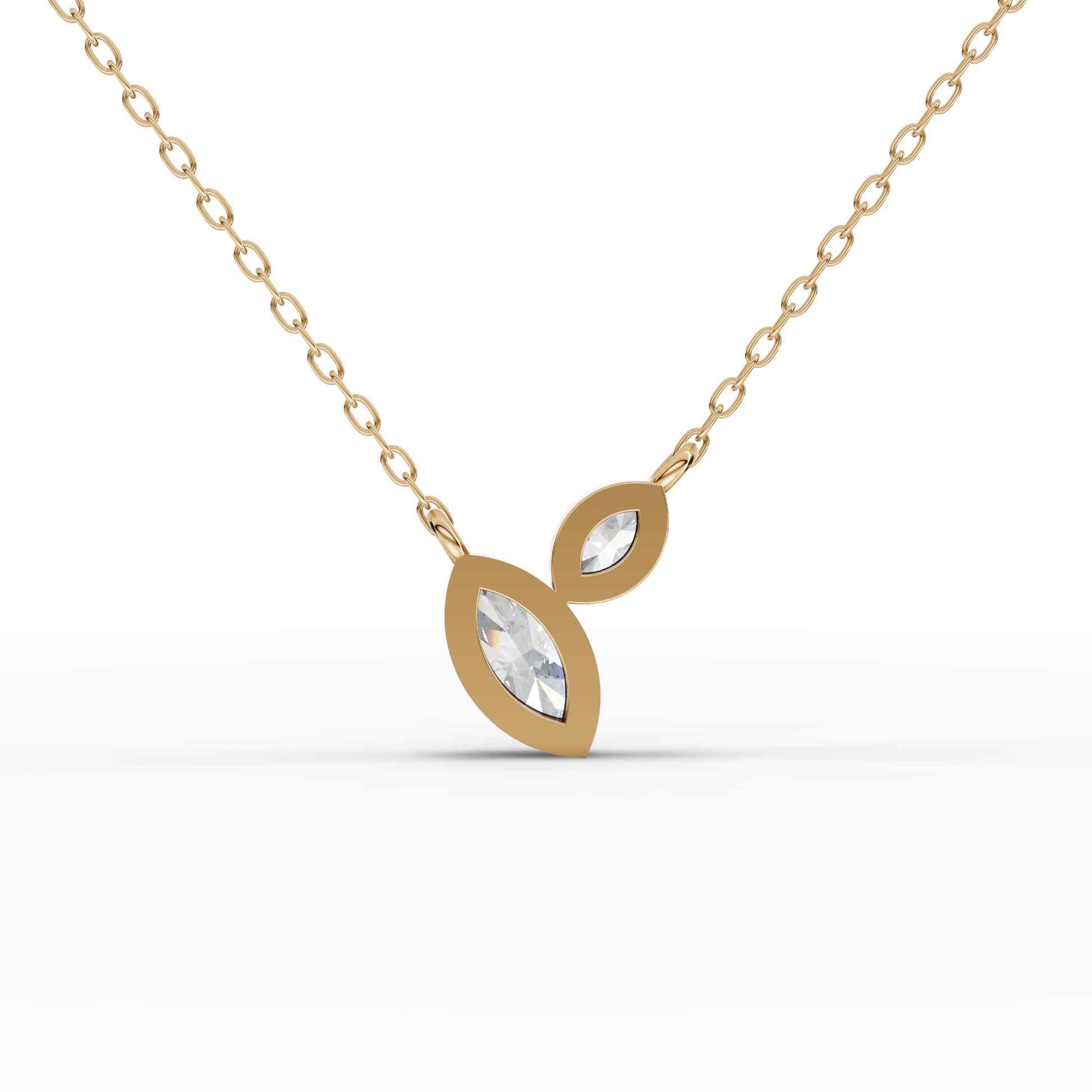 Marquise Two-Stone Bezel Drop Moissanite Diamond Necklace