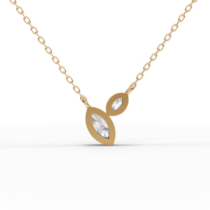 Marquise Two-Stone Bezel Drop Moissanite Diamond Necklace