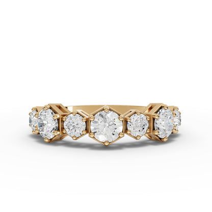Hexagon-Set Geometric Moissanite Diamond Half Eternity Band