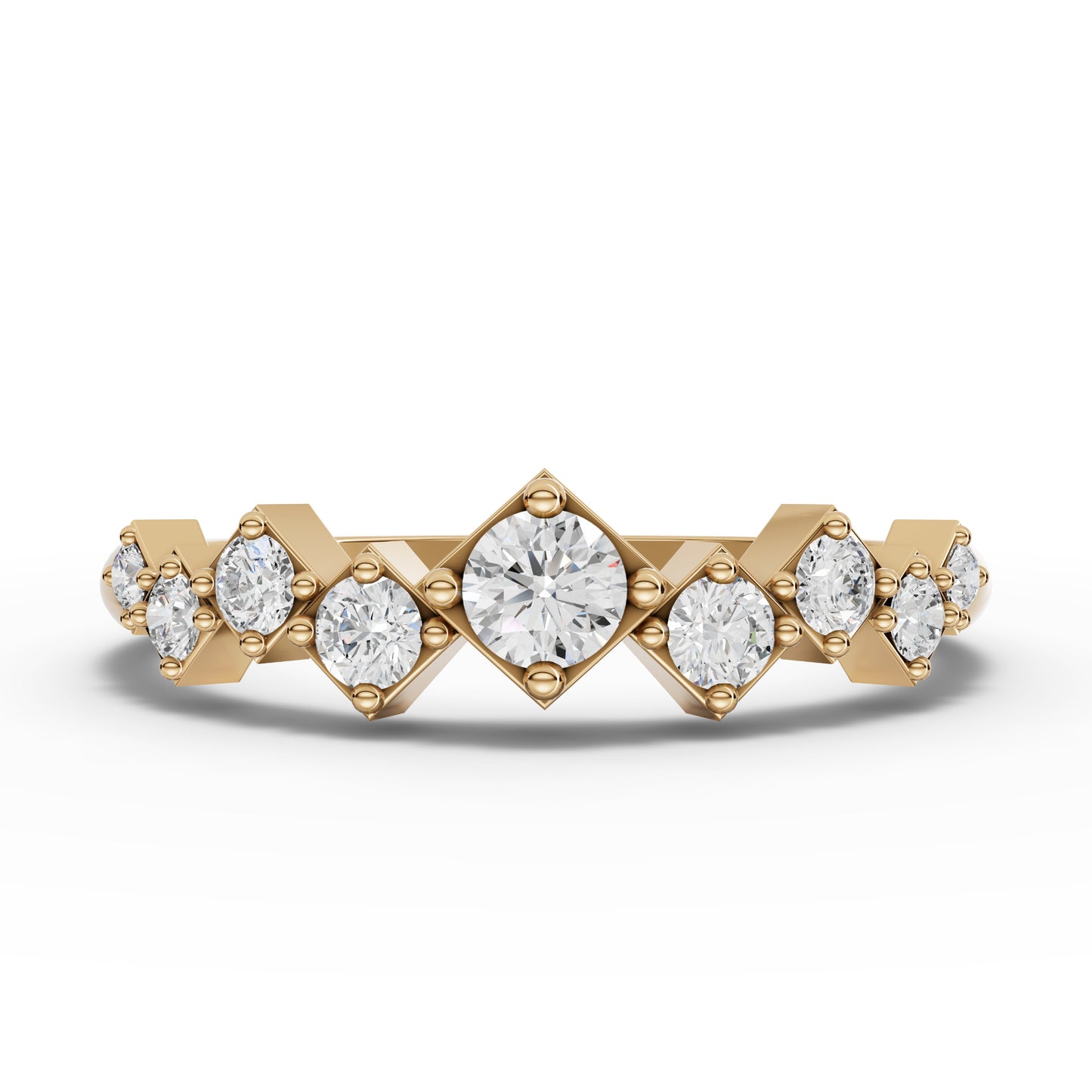 Kite-Set Round Half Eternity Moissanite Diamond Ring