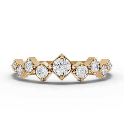 Kite-Set Round Half Eternity Moissanite Diamond Ring