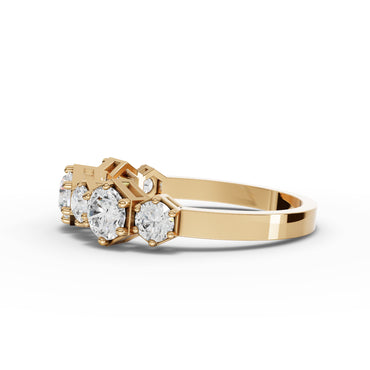Hexagon-Set Geometric Moissanite Diamond Half Eternity Band
