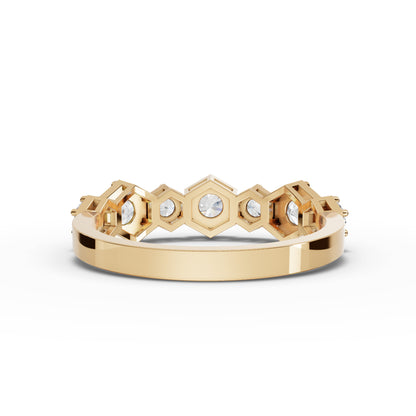 Hexagon-Set Geometric Moissanite Diamond Half Eternity Band
