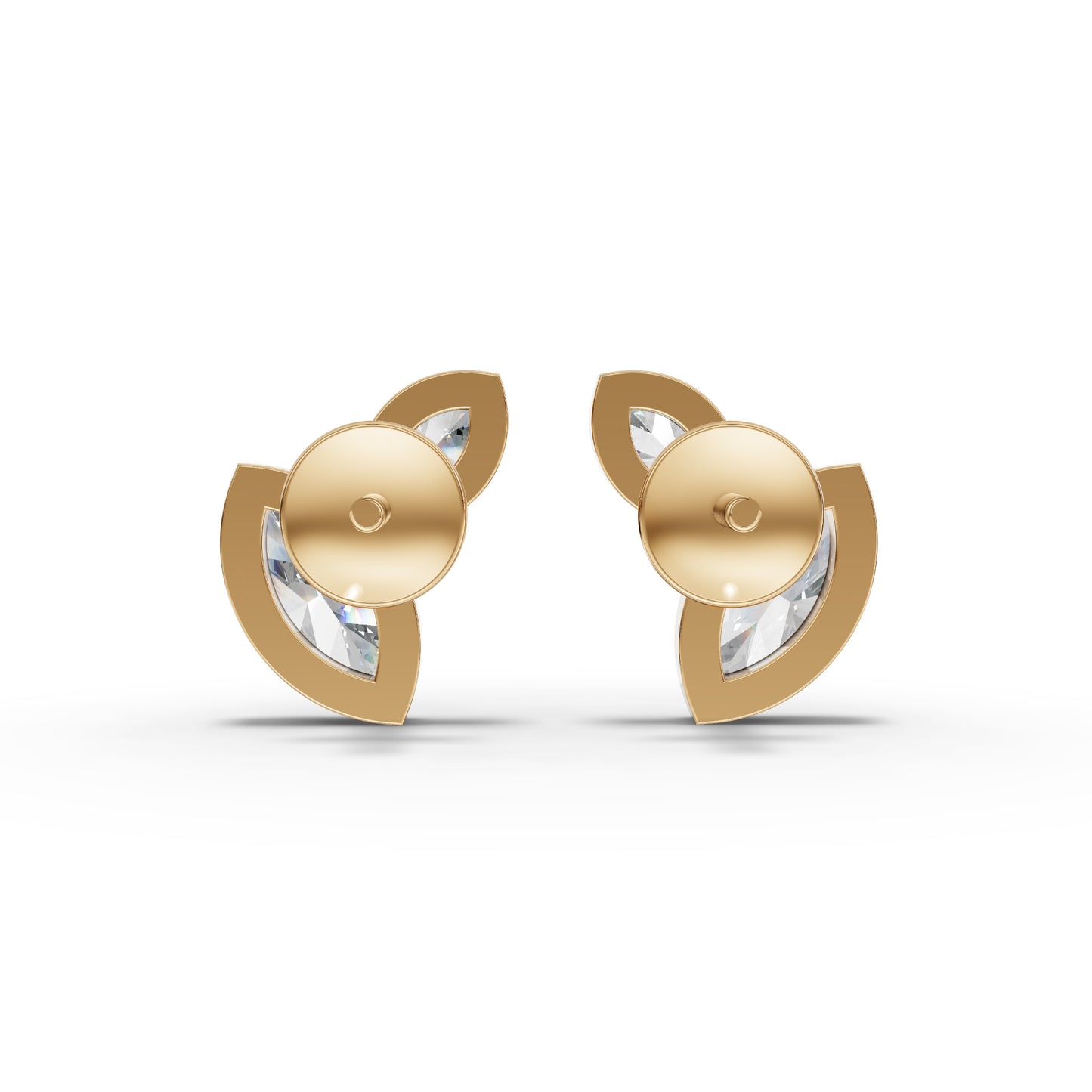 Marquise Two-Stone Bezel Moissanite Diamond Stud Earrings