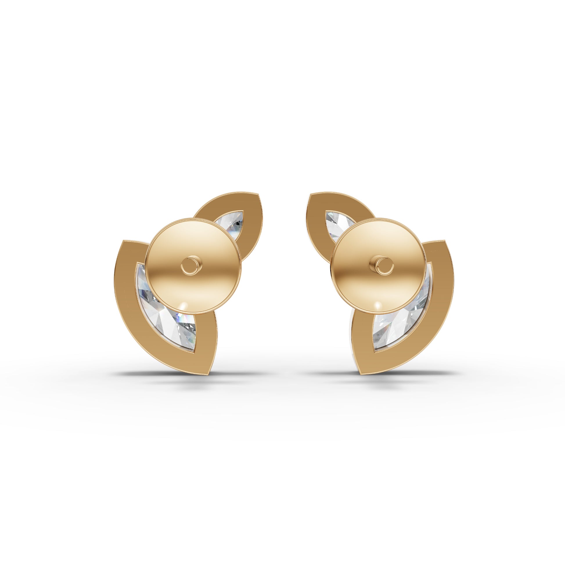Marquise Two-Stone Bezel Moissanite Diamond Stud Earrings