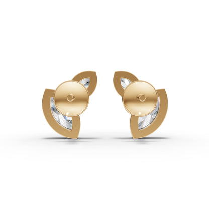 Marquise Two-Stone Bezel Moissanite Diamond Stud Earrings