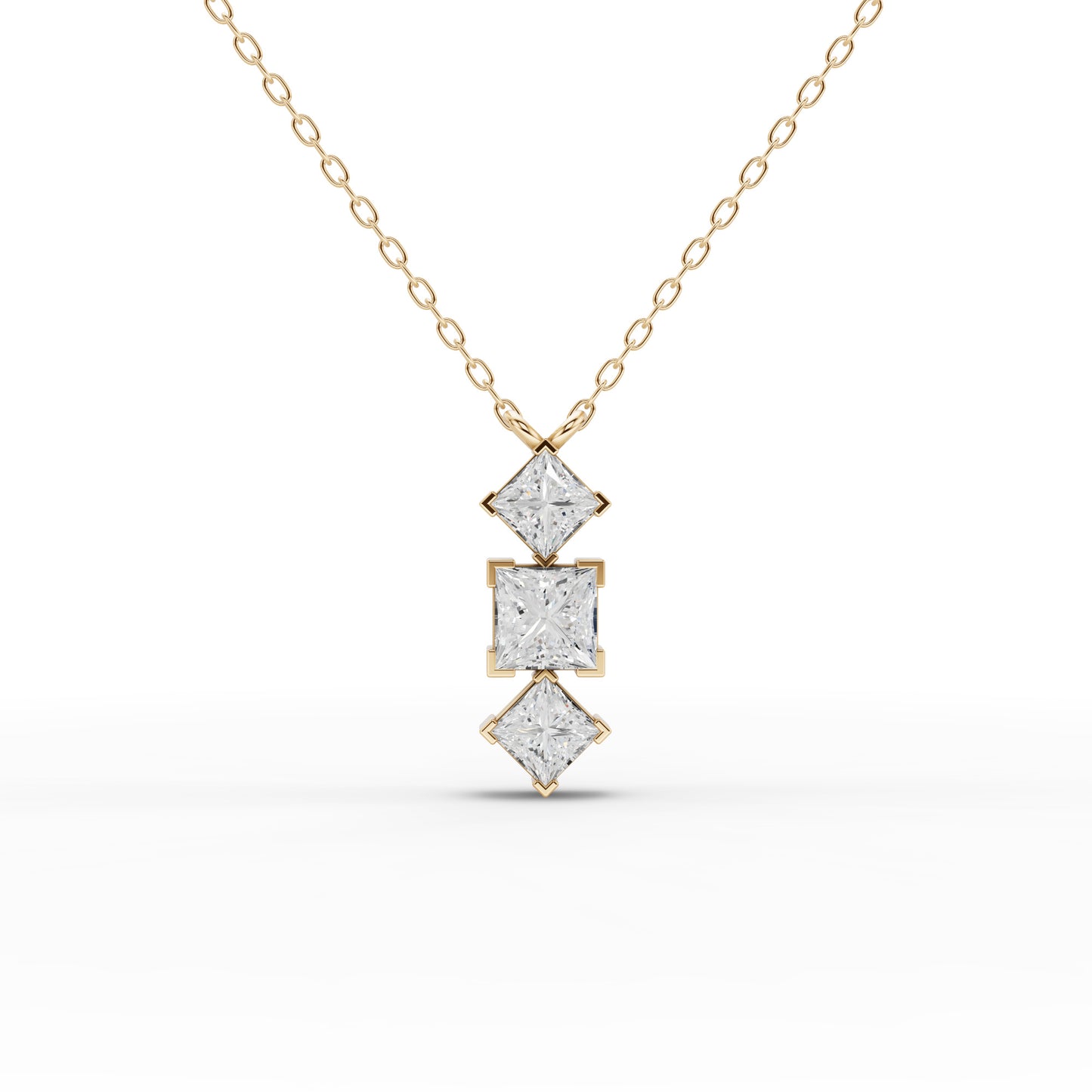 Princess-Cut Geometric Drop Moissanite Diamond Necklace