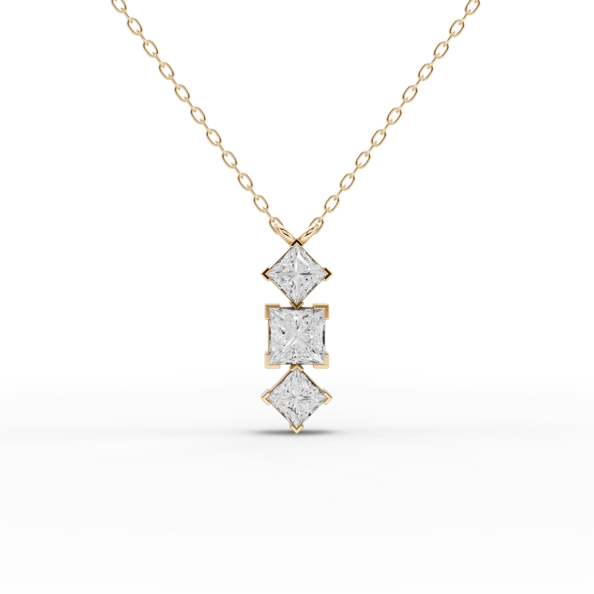 Princess-Cut Geometric Drop Moissanite Diamond Necklace