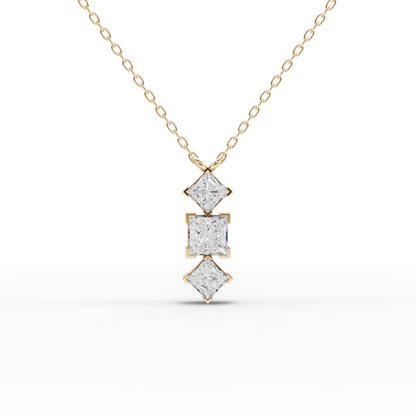 Princess-Cut Geometric Drop Moissanite Diamond Necklace