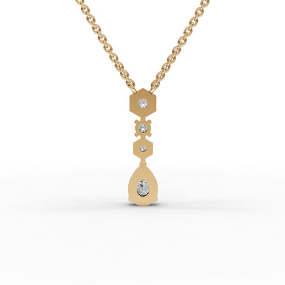 Pear Drop Moissanite Diamond Necklace With Hexagon Stations