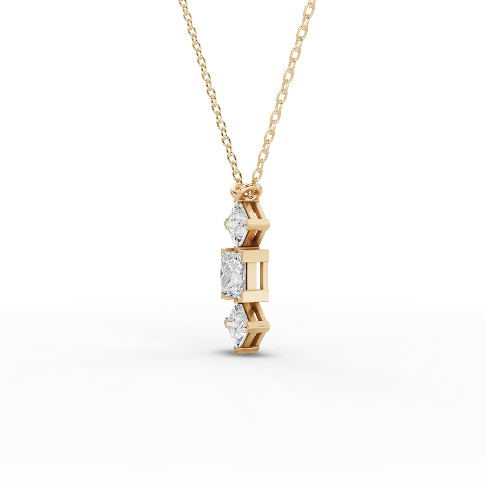 Princess-Cut Geometric Drop Moissanite Diamond Necklace