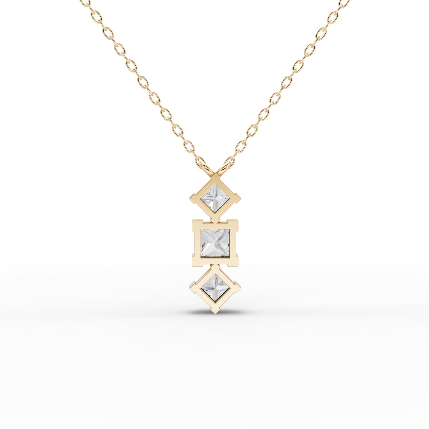 Princess-Cut Geometric Drop Moissanite Diamond Necklace