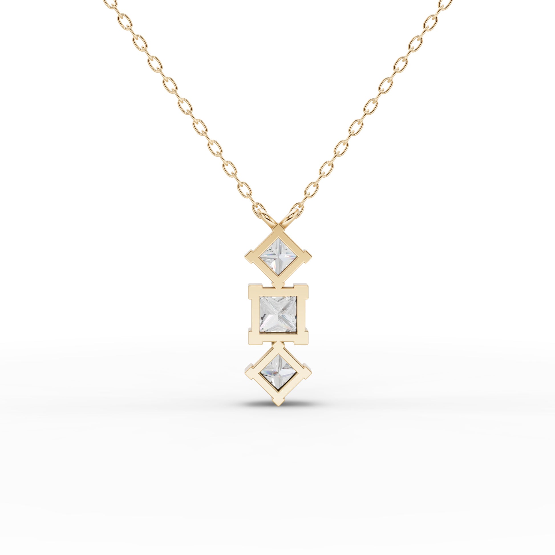 Princess-Cut Geometric Drop Moissanite Diamond Necklace