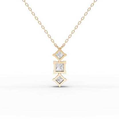 Princess-Cut Geometric Drop Moissanite Diamond Necklace