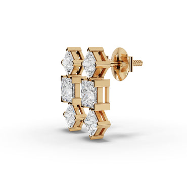 Princess-Cut Geometric Drop Moissanite Diamond Earrings