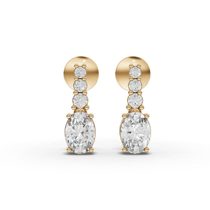 Oval Graduated Drop Moissanite Diamond Earrings
