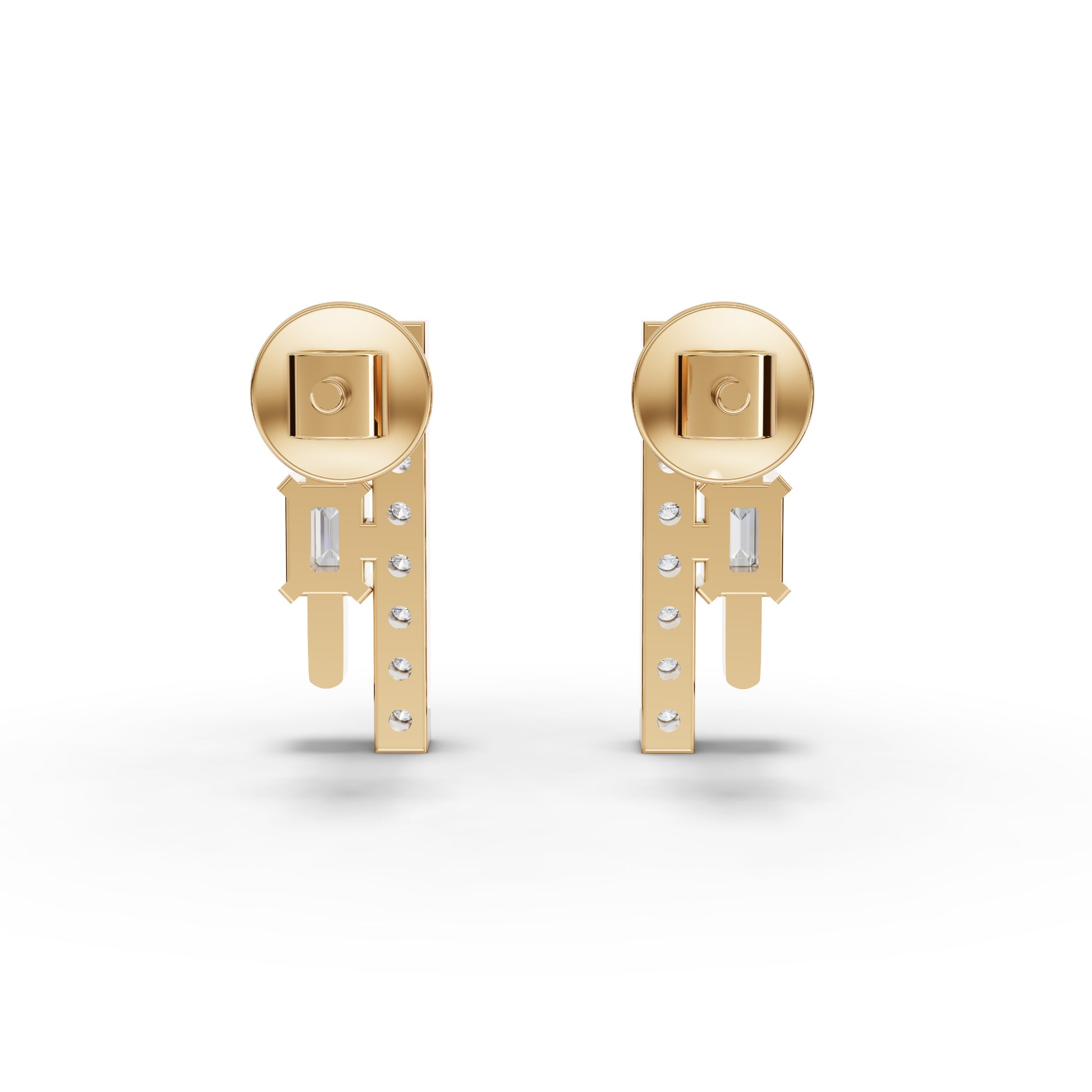 Emerald-Cut Vertical Bar Moissanite Diamond Earrings