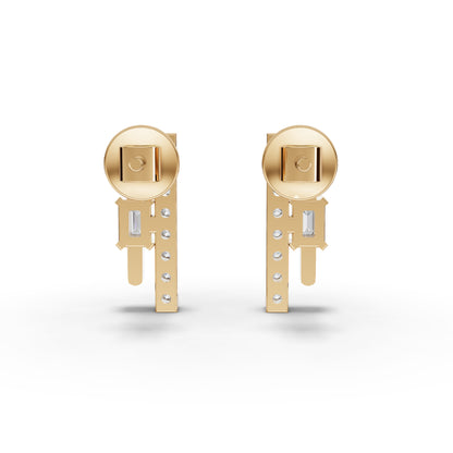 Emerald-Cut Vertical Bar Moissanite Diamond Earrings
