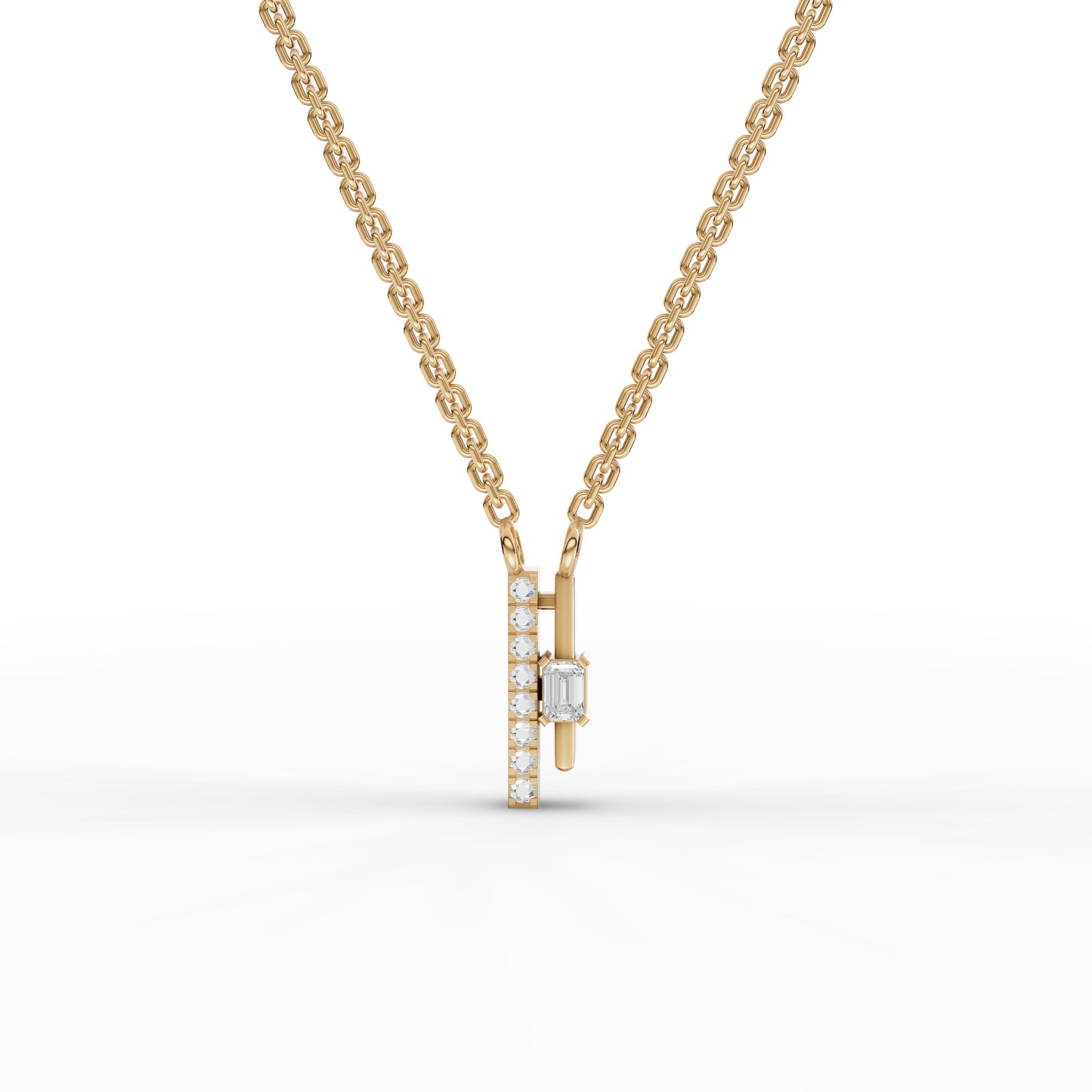 Emerald-Cut Vertical Bar Moissanite Diamond Necklace