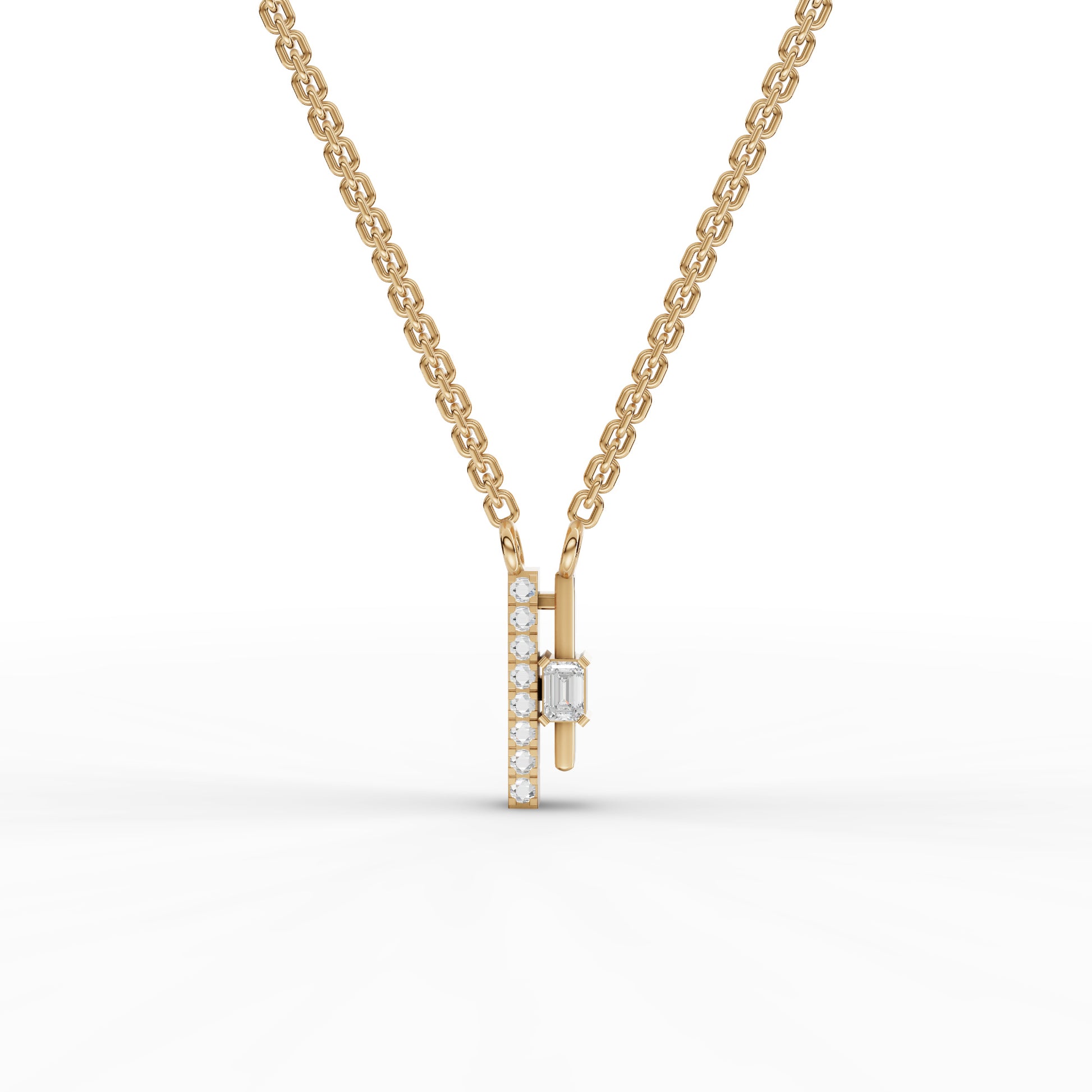 Emerald-Cut Vertical Bar Moissanite Diamond Necklace