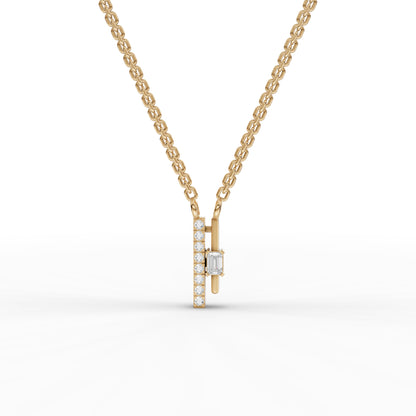 Emerald-Cut Vertical Bar Moissanite Diamond Necklace