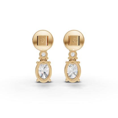 Oval Graduated Drop Moissanite Diamond Earrings