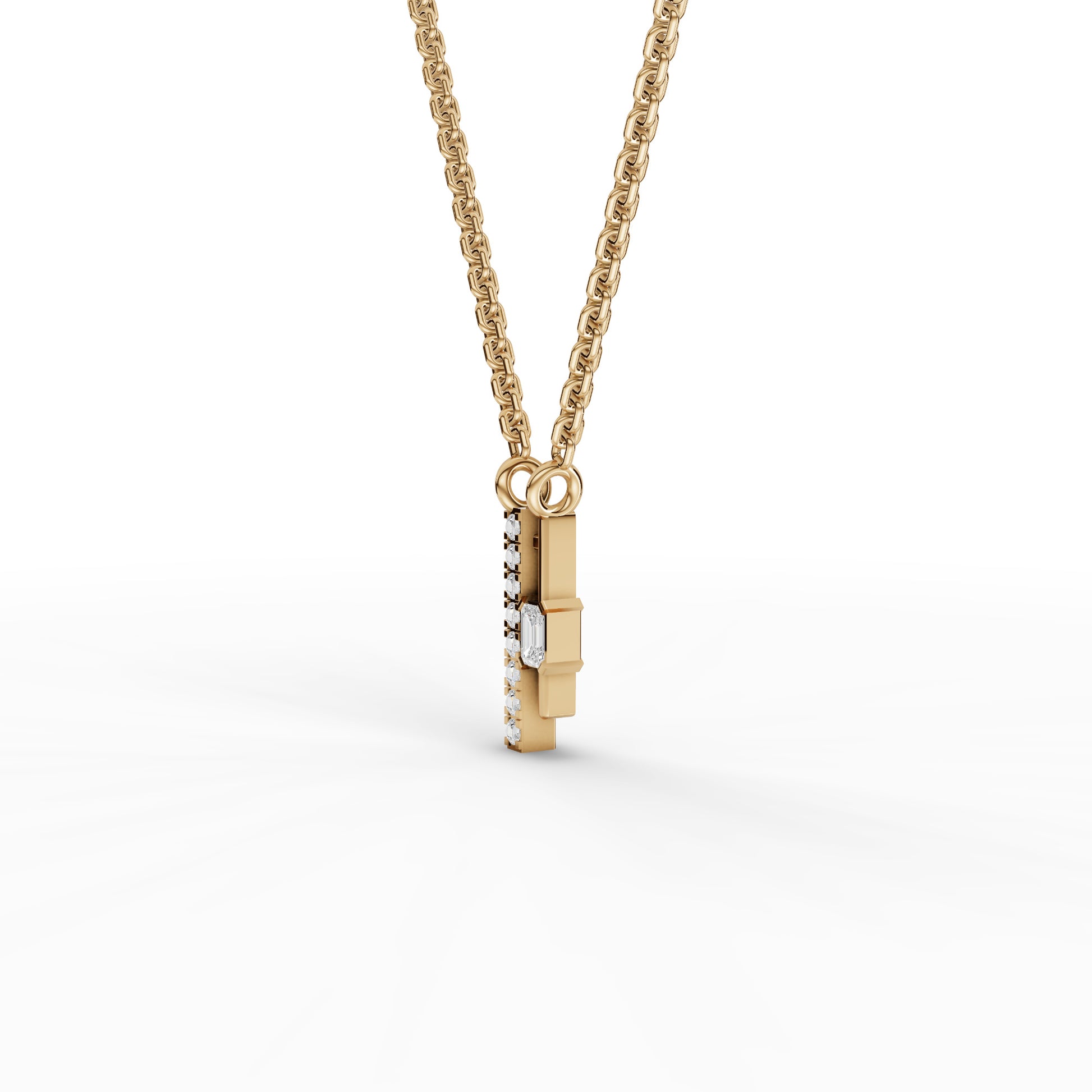 Emerald-Cut Vertical Bar Moissanite Diamond Necklace