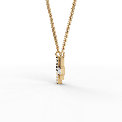 Emerald-Cut Vertical Bar Moissanite Diamond Necklace