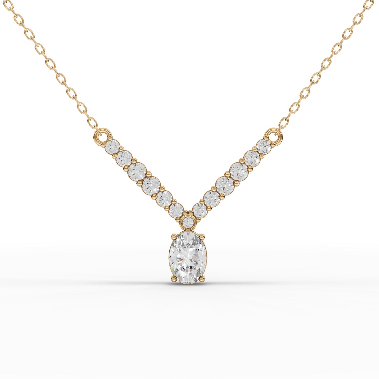 Oval Solitaire Graduated Drop Moissanite Diamond Necklace