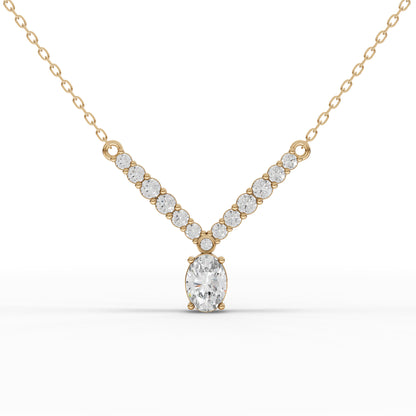 Oval Solitaire Graduated Drop Moissanite Diamond Necklace