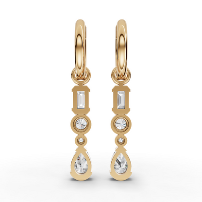 Mixed-Shape Vertical Drop Moissanite Diamond Earrings
