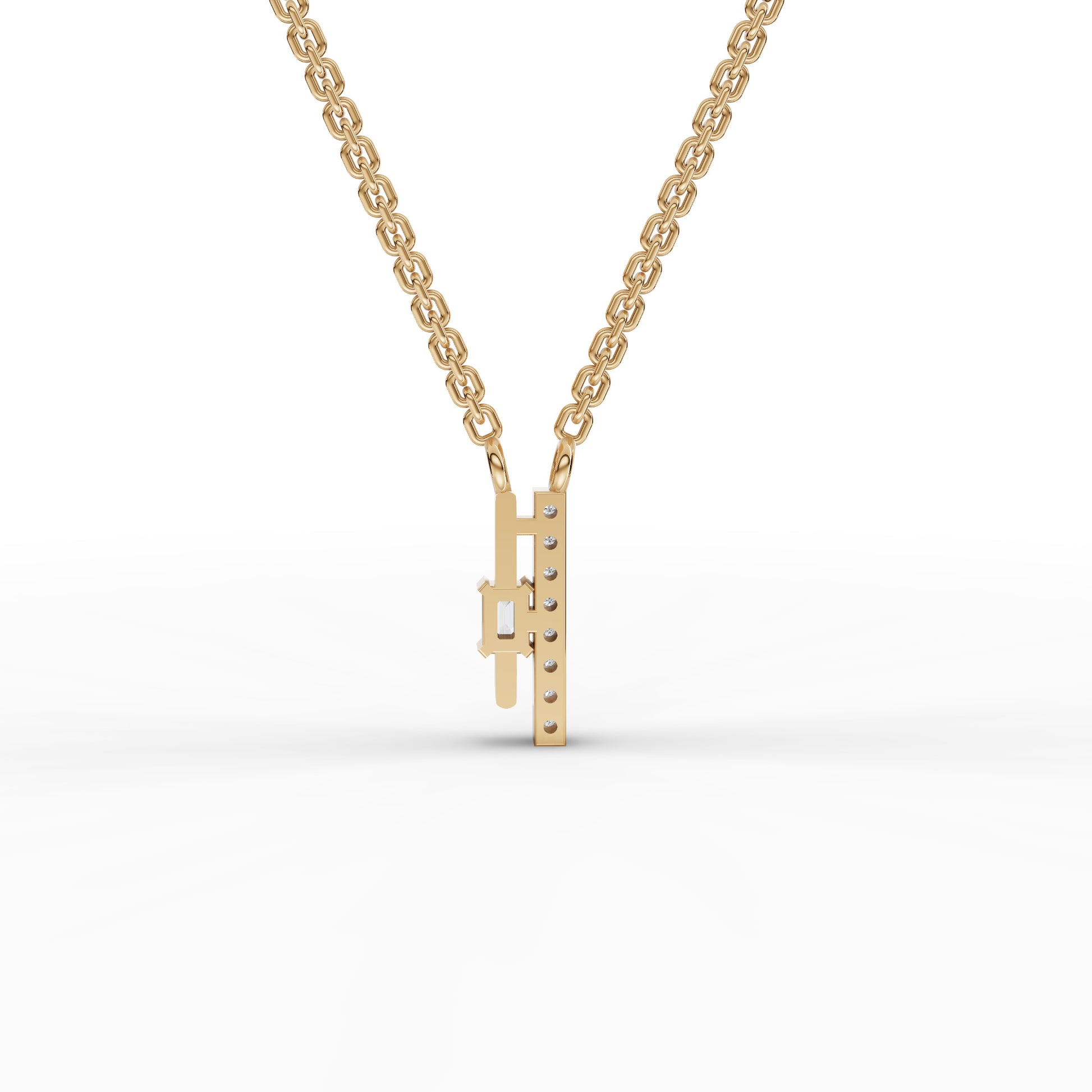 Emerald-Cut Vertical Bar Moissanite Diamond Necklace