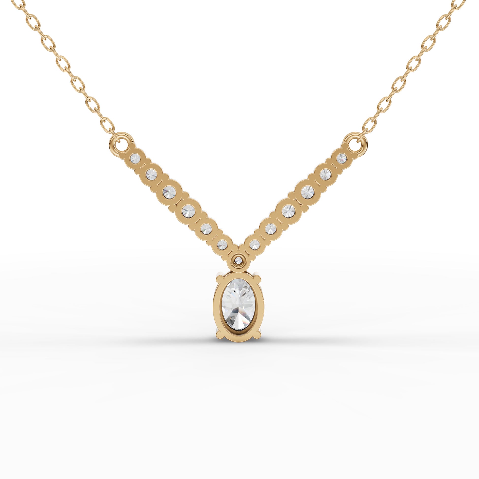 Oval Solitaire Graduated Drop Moissanite Diamond Necklace