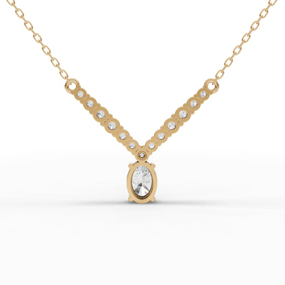 Oval Solitaire Graduated Drop Moissanite Diamond Necklace