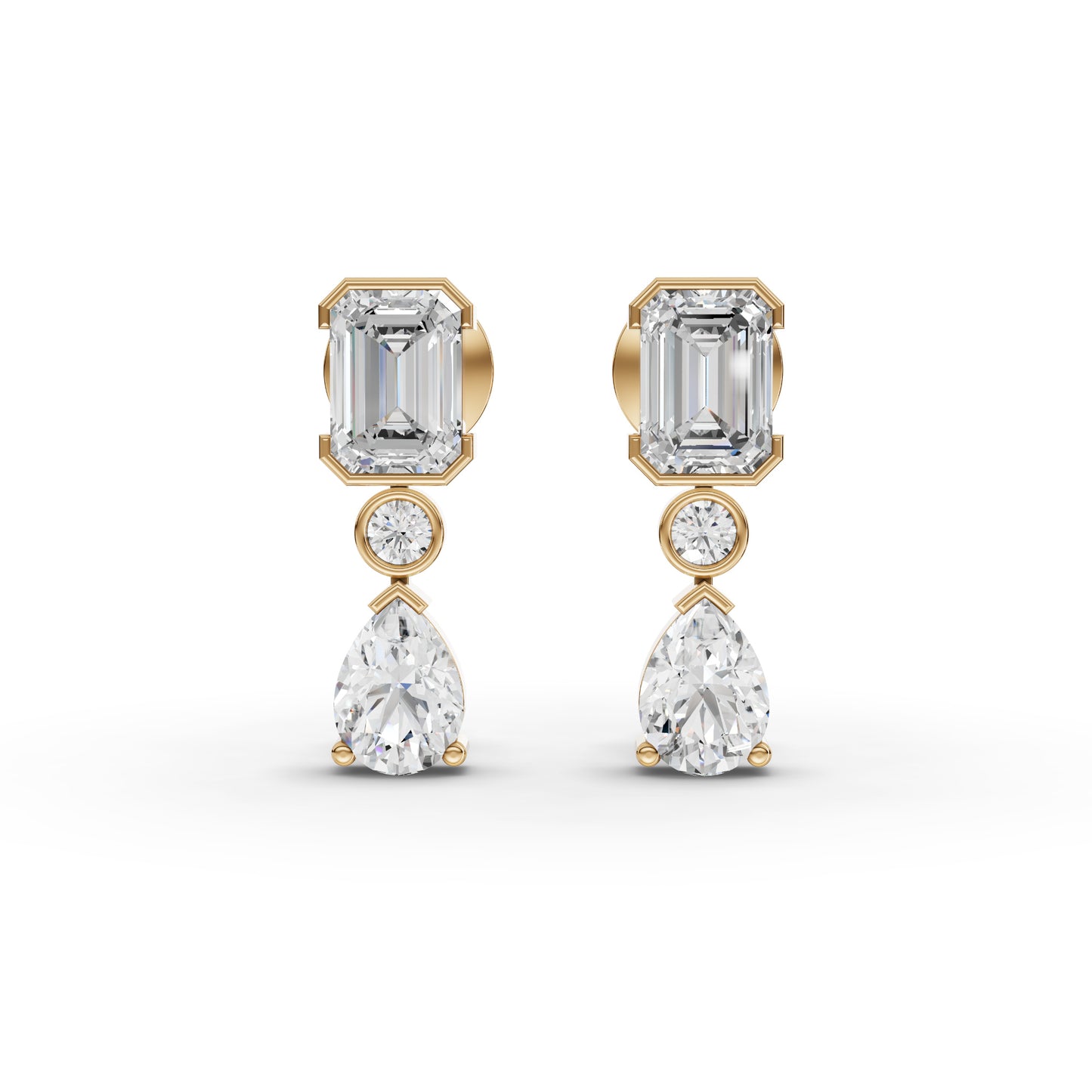 Emerald & Pear Drop Moissanite Diamond Earrings