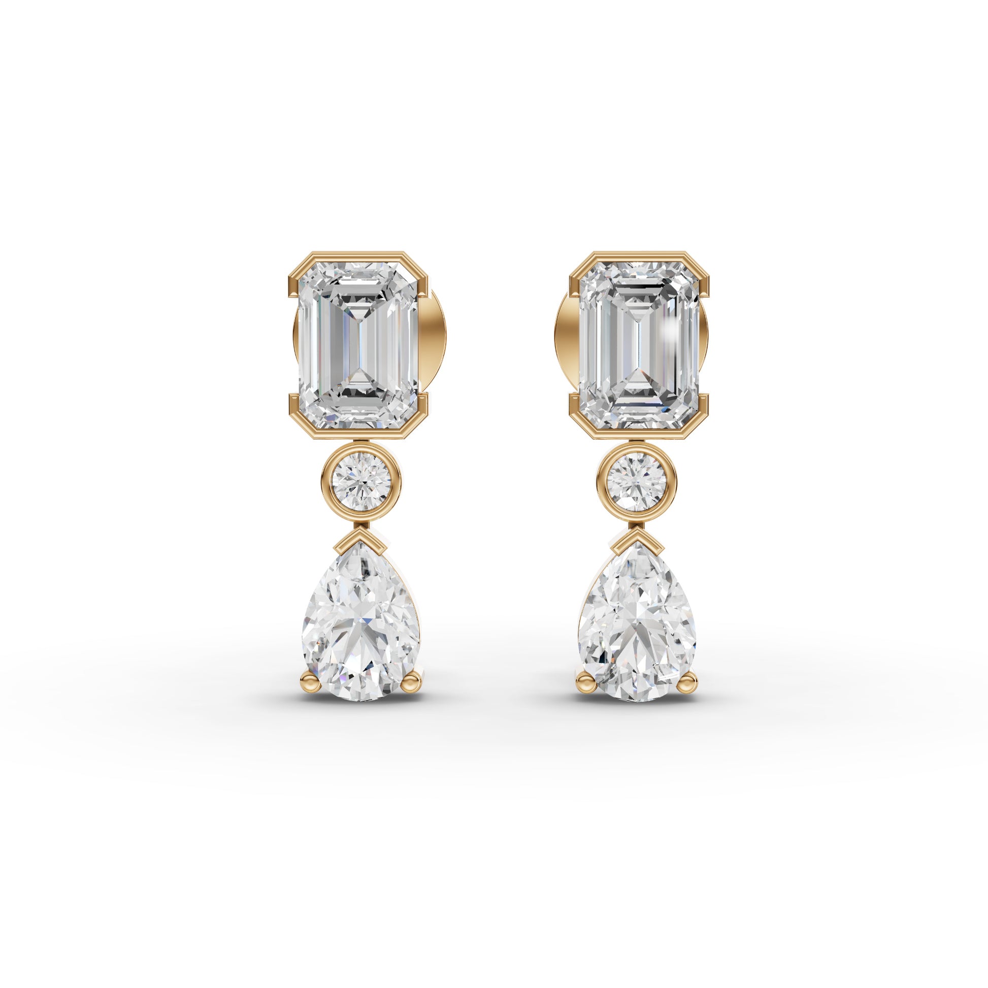 Emerald & Pear Drop Moissanite Diamond Earrings