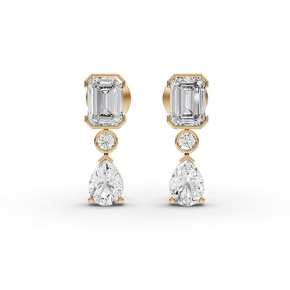 Emerald & Pear Drop Moissanite Diamond Earrings