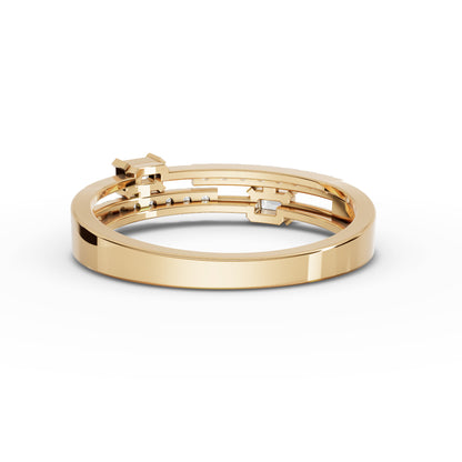 Emerald-Cut Station Pavé Moissanite Diamond Bypass Ring