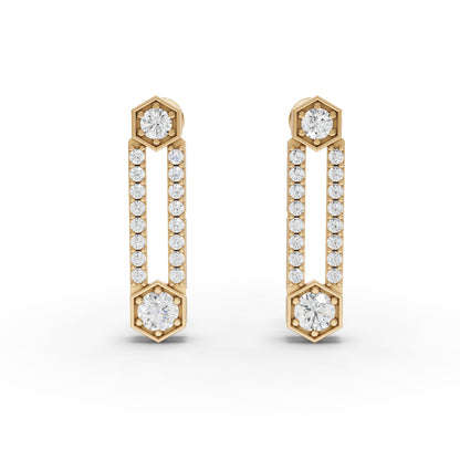 Hexagon Vertical Bar Moissanite Diamond Drop Earrings