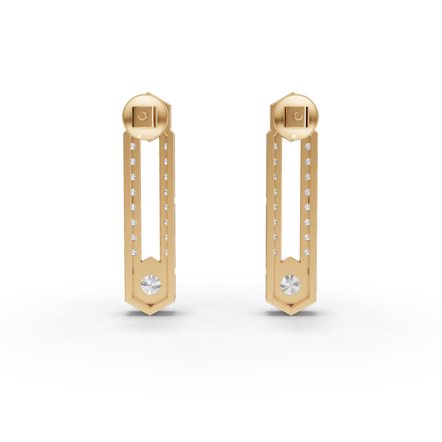 Hexagon Vertical Bar Moissanite Diamond Drop Earrings