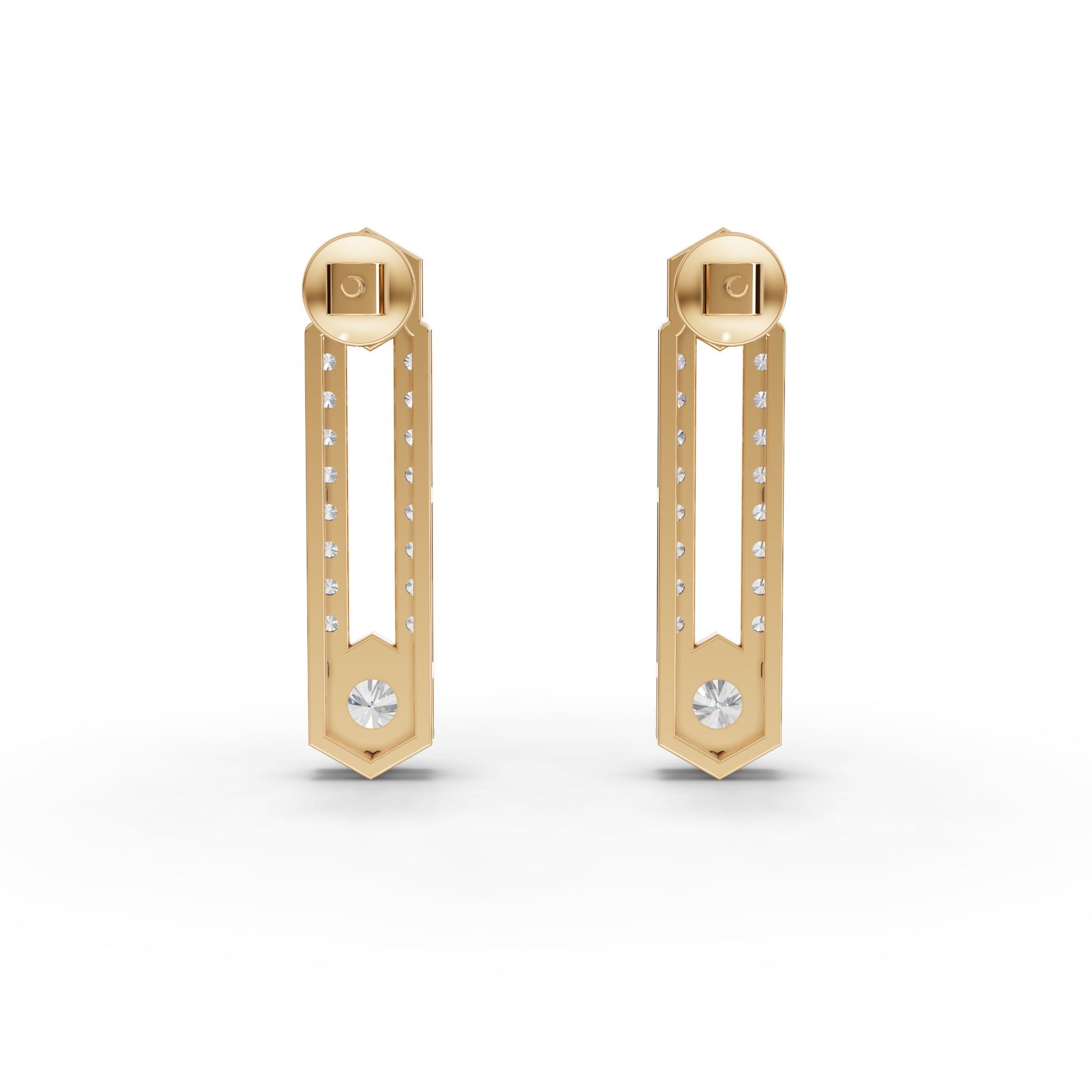 Hexagon Vertical Bar Moissanite Diamond Drop Earrings