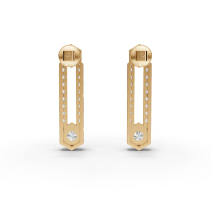 Hexagon Vertical Bar Moissanite Diamond Drop Earrings